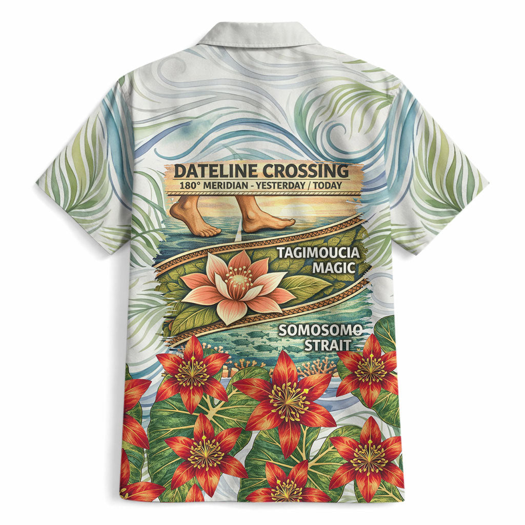 Fiji Taveuni Island Dateline Crossing Hawaiian Shirt Tropical Cultural Landscape With Tagimoucia Floral Pattern TS04 - Polynesian Pride
