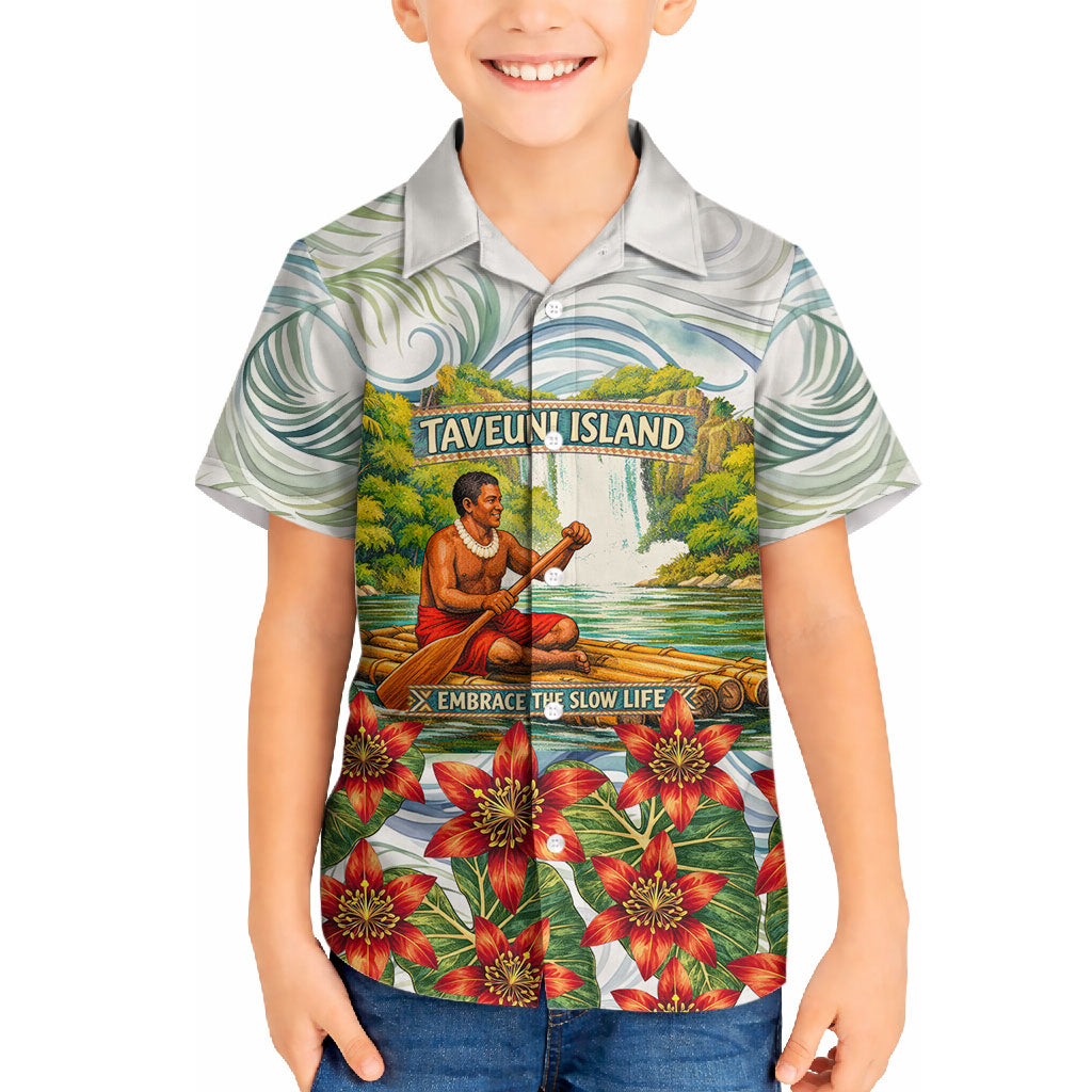 Fiji Taveuni Island Dateline Crossing Hawaiian Shirt Tropical Cultural Landscape With Tagimoucia Floral Pattern TS04 - Polynesian Pride