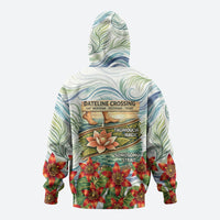 Fiji Taveuni Island Dateline Crossing Hoodie Tropical Cultural Landscape With Tagimoucia Floral Pattern TS04 - Polynesian Pride