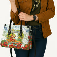 Fiji Taveuni Island Dateline Crossing Leather Bag Tropical Cultural Landscape With Tagimoucia Floral Pattern TS04 - Polynesian Pride