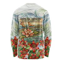 Fiji Taveuni Island Dateline Crossing Long Sleeve Shirt Tropical Cultural Landscape With Tagimoucia Floral Pattern TS04 - Polynesian Pride