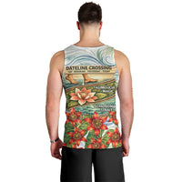 Fiji Taveuni Island Dateline Crossing Men Tank Top Tropical Cultural Landscape With Tagimoucia Floral Pattern TS04 - Polynesian Pride