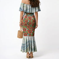 Fiji Taveuni Island Dateline Crossing Mermaid Dress Tropical Cultural Landscape With Tagimoucia Floral Pattern TS04 - Polynesian Pride