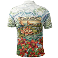 Fiji Taveuni Island Dateline Crossing Polo Shirt Tropical Cultural Landscape With Tagimoucia Floral Pattern TS04 - Polynesian Pride