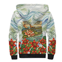 Fiji Taveuni Island Dateline Crossing Sherpa Hoodie Tropical Cultural Landscape With Tagimoucia Floral Pattern TS04 - Polynesian Pride