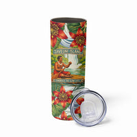 Fiji Taveuni Island Dateline Crossing Skinny Tumbler Tropical Cultural Landscape With Tagimoucia Floral Pattern TS04 - Polynesian Pride