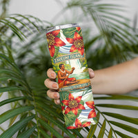 Fiji Taveuni Island Dateline Crossing Skinny Tumbler Tropical Cultural Landscape With Tagimoucia Floral Pattern TS04 - Polynesian Pride