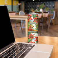 Fiji Taveuni Island Dateline Crossing Skinny Tumbler Tropical Cultural Landscape With Tagimoucia Floral Pattern TS04 - Polynesian Pride