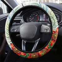 Fiji Taveuni Island Dateline Crossing Steering Wheel Cover Tropical Cultural Landscape With Tagimoucia Floral Pattern TS04 - Polynesian Pride