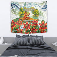 Fiji Taveuni Island Dateline Crossing Tapestry Tropical Cultural Landscape With Tagimoucia Floral Pattern TS04 - Polynesian Pride