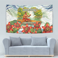 Fiji Taveuni Island Dateline Crossing Tapestry Tropical Cultural Landscape With Tagimoucia Floral Pattern TS04 - Polynesian Pride