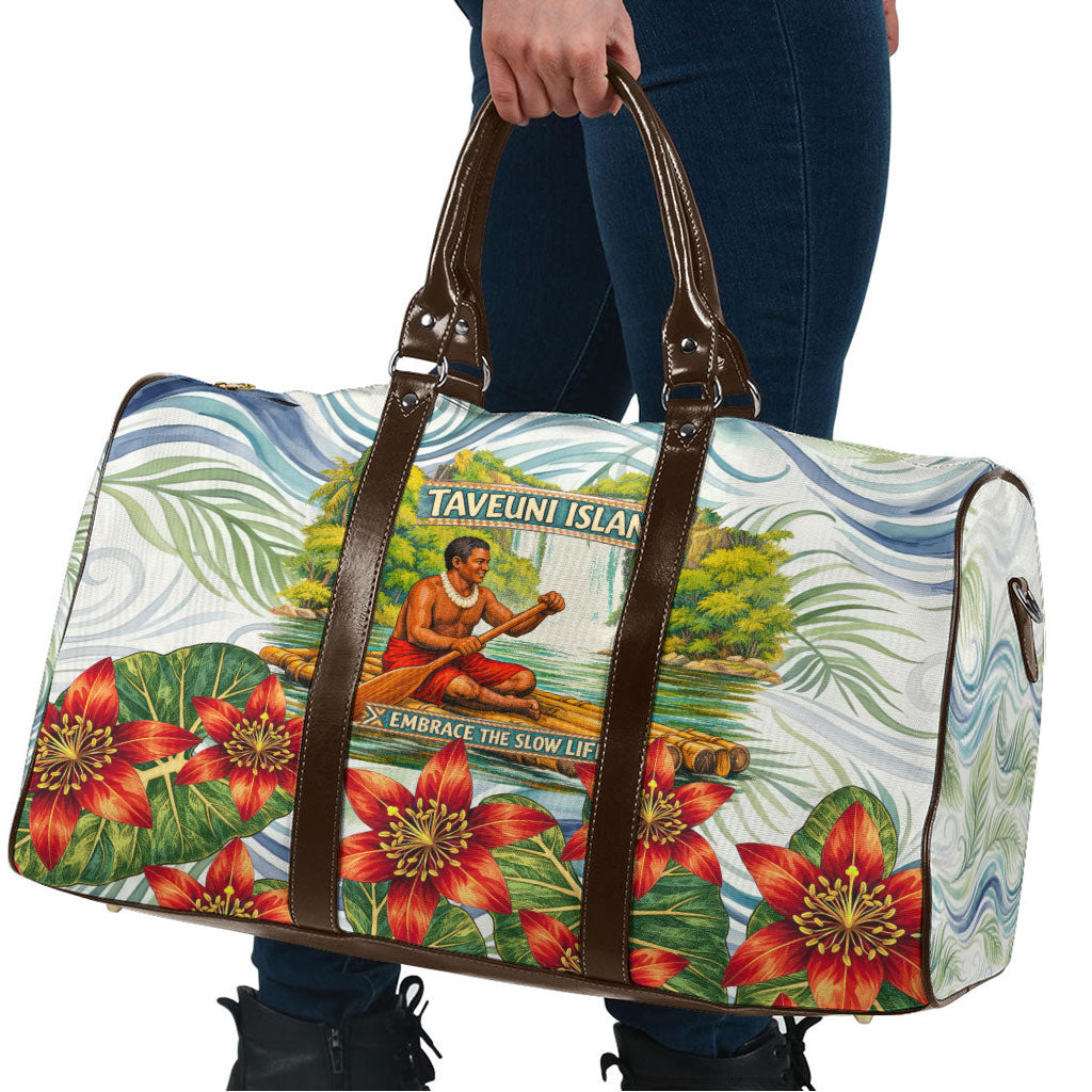 Fiji Taveuni Island Dateline Crossing Travel Bag Tropical Cultural Landscape With Tagimoucia Floral Pattern TS04 - Polynesian Pride