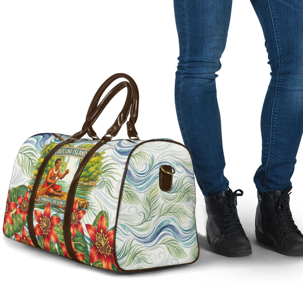 Fiji Taveuni Island Dateline Crossing Travel Bag Tropical Cultural Landscape With Tagimoucia Floral Pattern TS04 - Polynesian Pride