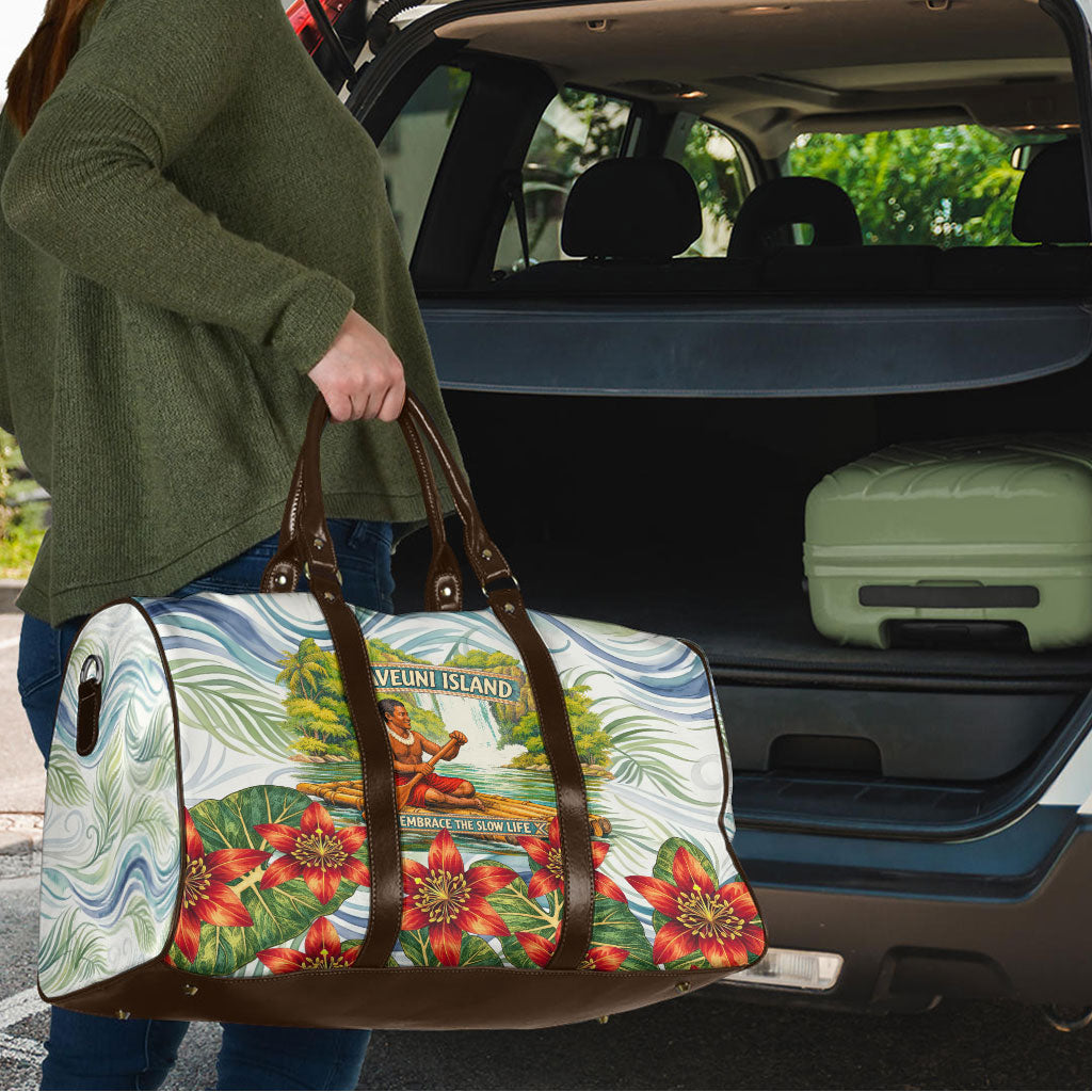 Fiji Taveuni Island Dateline Crossing Travel Bag Tropical Cultural Landscape With Tagimoucia Floral Pattern TS04 - Polynesian Pride