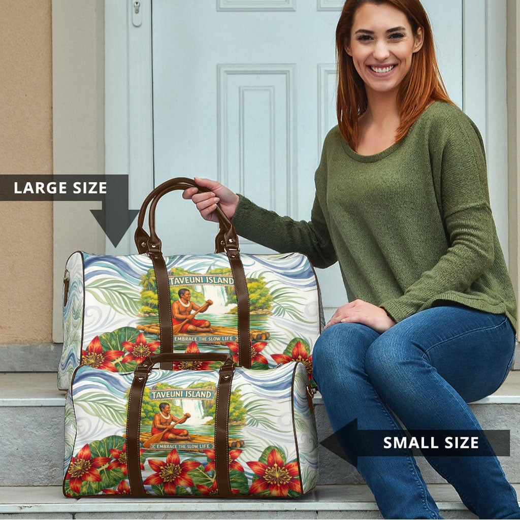 Fiji Taveuni Island Dateline Crossing Travel Bag Tropical Cultural Landscape With Tagimoucia Floral Pattern TS04 - Polynesian Pride