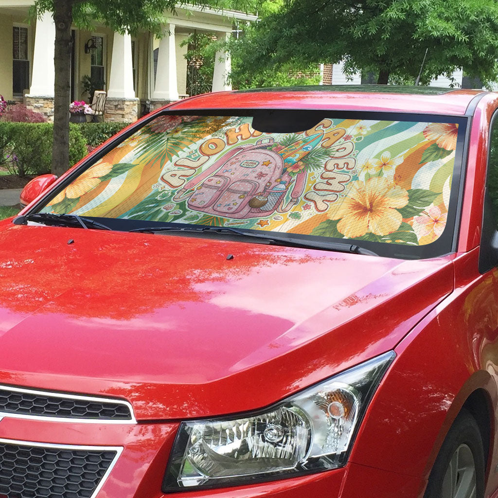 Hawaii Aloha Academy Back To School Auto Sun Shade Sea Turtle Tropical Hibiscus Flowers Retro Psychedelic TS04 - Polynesian Pride