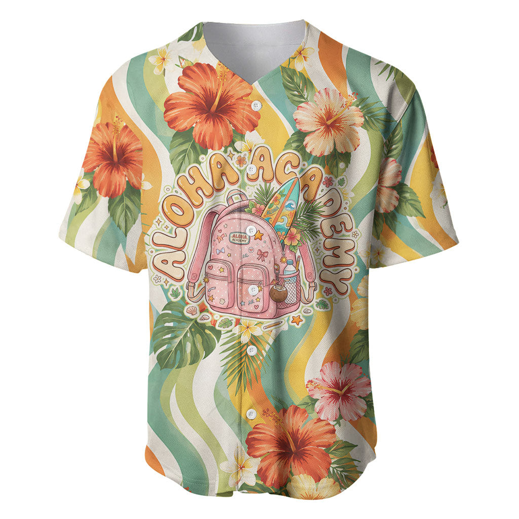 Hawaii Aloha Academy Back To School Baseball Jersey Sea Turtle Tropical Hibiscus Flowers Retro Psychedelic TS04 Orange Green - Polynesian Pride