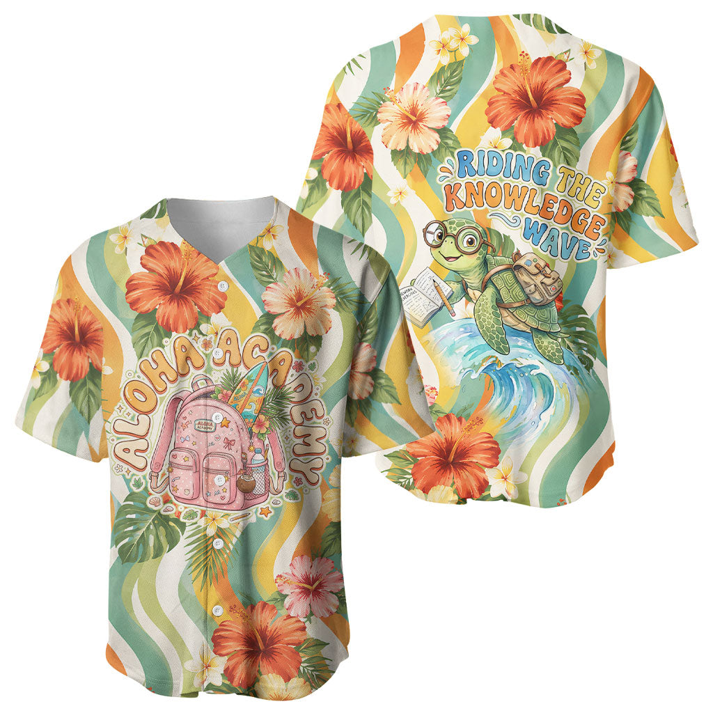 Hawaii Aloha Academy Back To School Baseball Jersey Sea Turtle Tropical Hibiscus Flowers Retro Psychedelic TS04 - Polynesian Pride