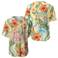 Hawaii Aloha Academy Back To School Baseball Jersey Sea Turtle Tropical Hibiscus Flowers Retro Psychedelic TS04 - Polynesian Pride