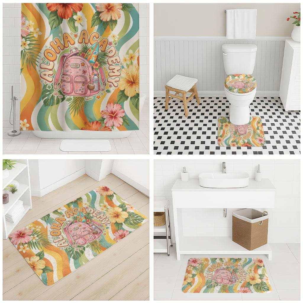 Hawaii Aloha Academy Back To School Bathroom Set Sea Turtle Tropical Hibiscus Flowers Retro Psychedelic TS04 - Polynesian Pride