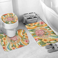 Hawaii Aloha Academy Back To School Bathroom Set Sea Turtle Tropical Hibiscus Flowers Retro Psychedelic TS04 Mat Set Only (3 pcs) One Size Orange Green - Polynesian Pride