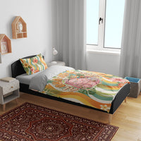 Hawaii Aloha Academy Back To School Bedding Set Sea Turtle Tropical Hibiscus Flowers Retro Psychedelic TS04 - Polynesian Pride