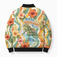 Hawaii Aloha Academy Back To School Bomber Puffer Jacket Sea Turtle Tropical Hibiscus Flowers Retro Psychedelic TS04 - Polynesian Pride