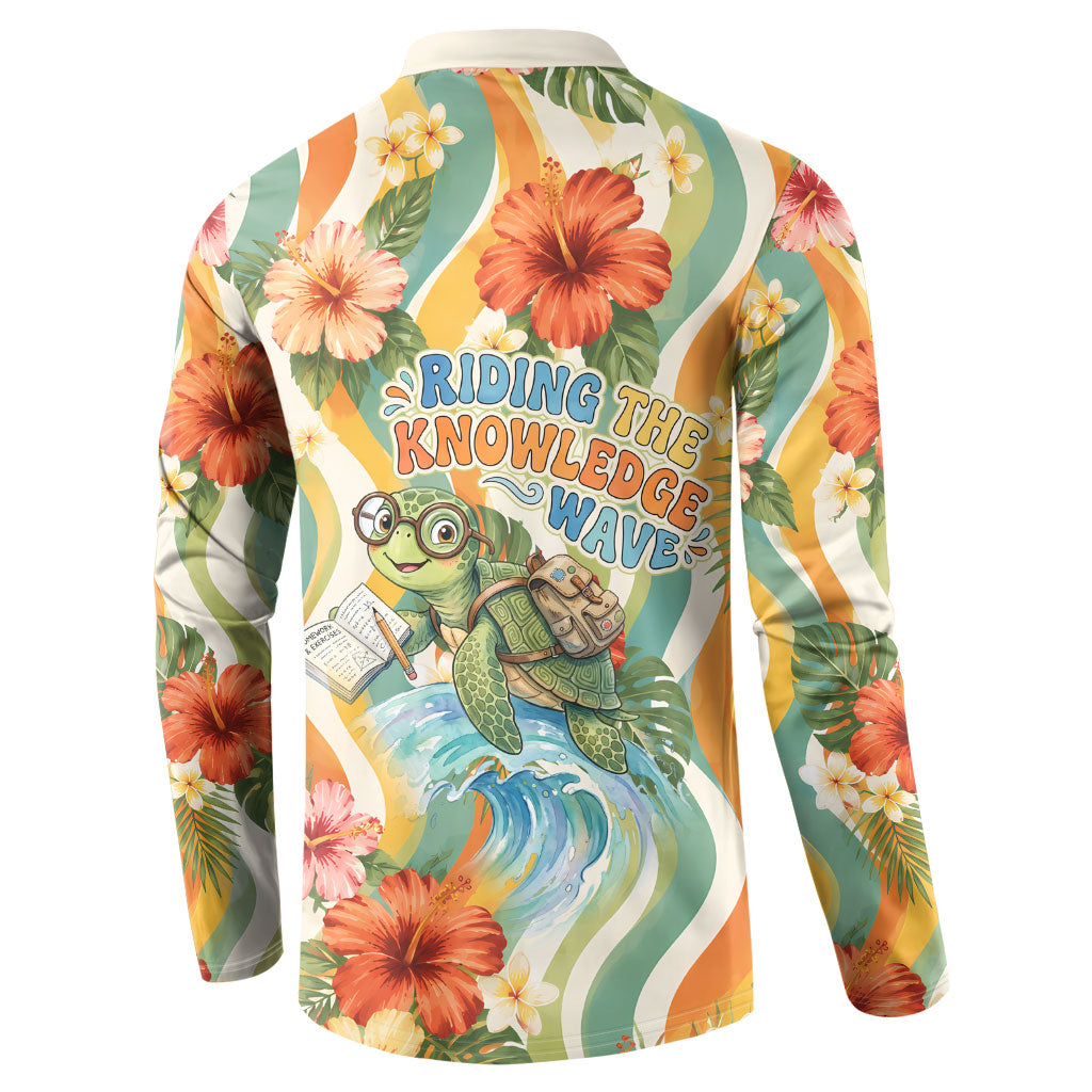 Hawaii Aloha Academy Back To School Button Sweatshirt Sea Turtle Tropical Hibiscus Flowers Retro Psychedelic TS04 - Polynesian Pride