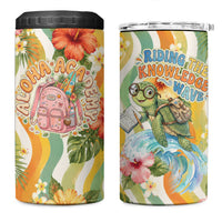 Hawaii Aloha Academy Back To School 4 in 1 Can Cooler Tumbler Sea Turtle Tropical Hibiscus Flowers Retro Psychedelic TS04 One Size: 16 oz Orange Green - Polynesian Pride