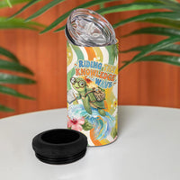 Hawaii Aloha Academy Back To School 4 in 1 Can Cooler Tumbler Sea Turtle Tropical Hibiscus Flowers Retro Psychedelic TS04 - Polynesian Pride