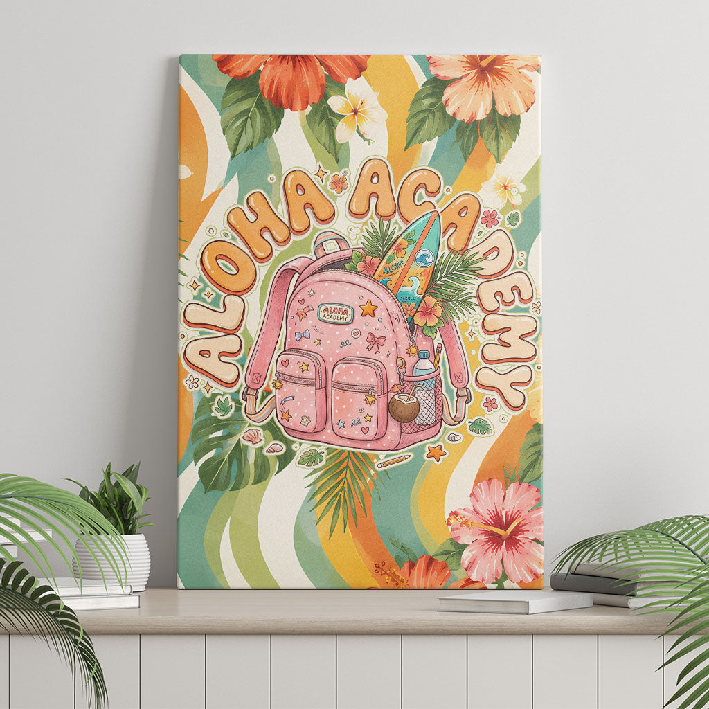 Hawaii Aloha Academy Back To School Canvas Wall Art Sea Turtle Tropical Hibiscus Flowers Retro Psychedelic TS04 - Polynesian Pride