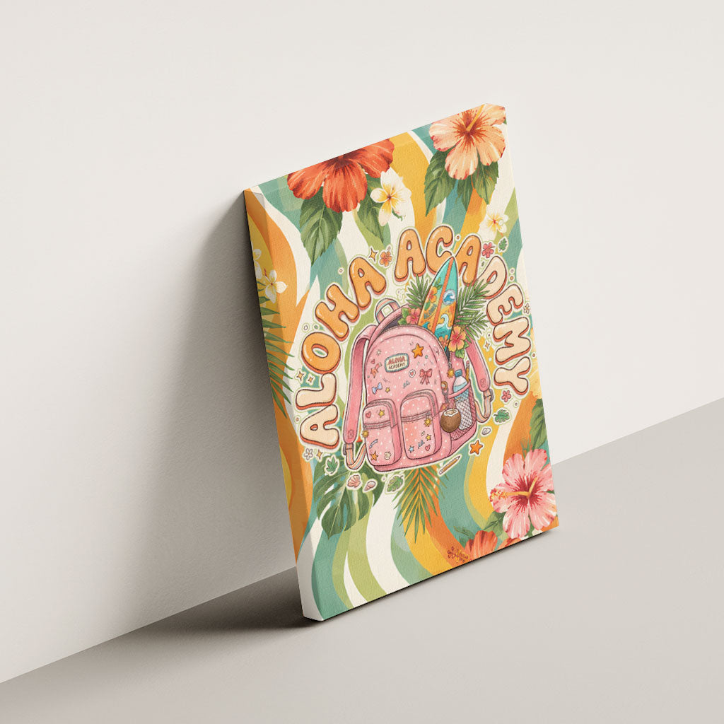Hawaii Aloha Academy Back To School Canvas Wall Art Sea Turtle Tropical Hibiscus Flowers Retro Psychedelic TS04 - Polynesian Pride