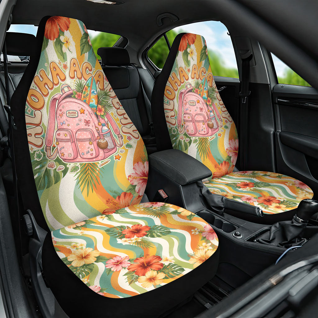 Hawaii Aloha Academy Back To School Car Seat Cover Sea Turtle Tropical Hibiscus Flowers Retro Psychedelic TS04 One Size Orange Green - Polynesian Pride