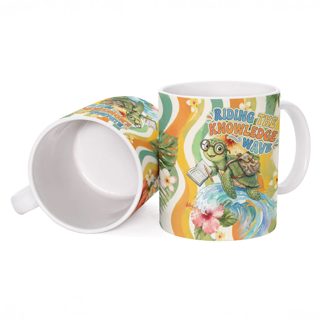 Hawaii Aloha Academy Back To School Ceramic Mug Sea Turtle Tropical Hibiscus Flowers Retro Psychedelic TS04 - Polynesian Pride