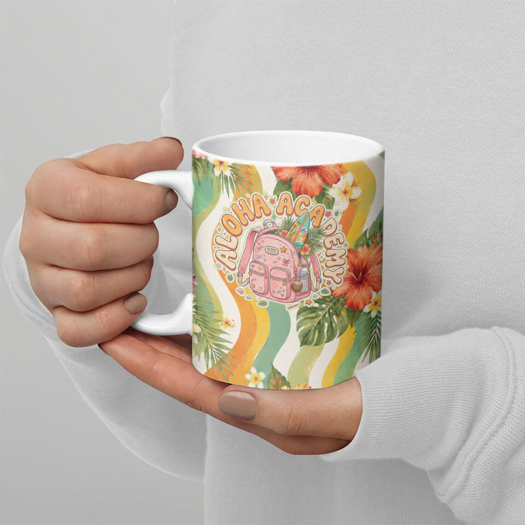 Hawaii Aloha Academy Back To School Ceramic Mug Sea Turtle Tropical Hibiscus Flowers Retro Psychedelic TS04 - Polynesian Pride