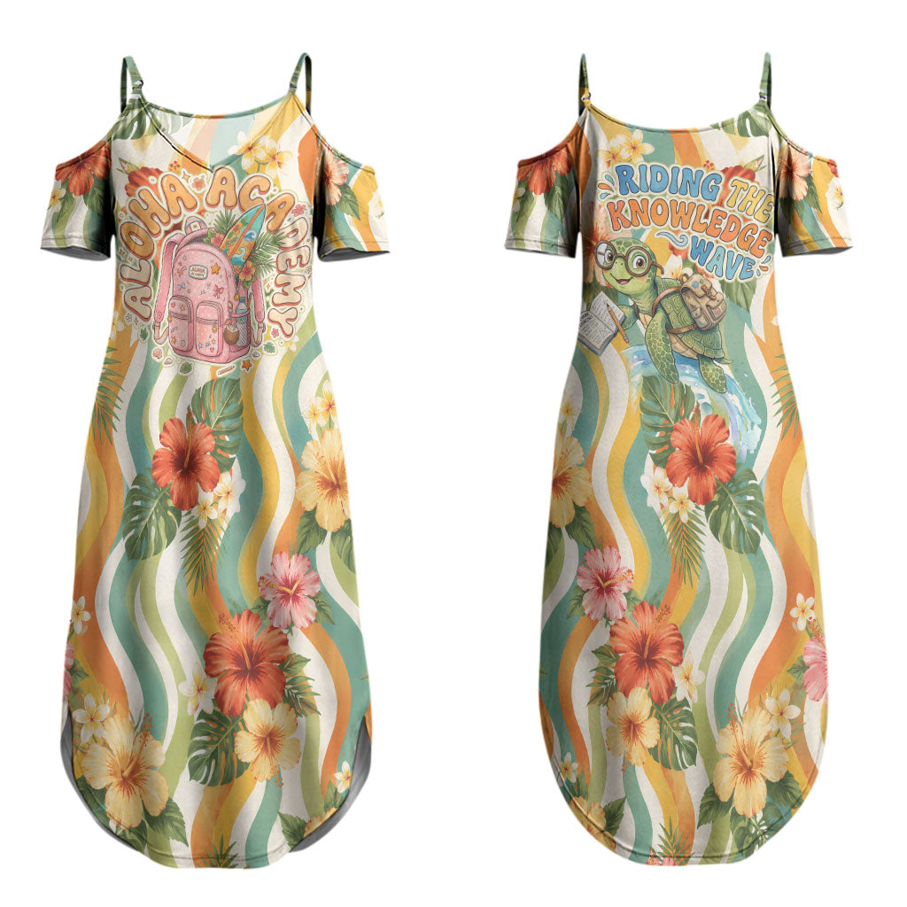 Hawaii Aloha Academy Back To School Couples Matching Summer Maxi Dress and Long Sleeve Button Shirt Sea Turtle Tropical Hibiscus Flowers Retro Psychedelic TS04 - Polynesian Pride