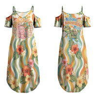 Hawaii Aloha Academy Back To School Couples Matching Summer Maxi Dress and Long Sleeve Button Shirt Sea Turtle Tropical Hibiscus Flowers Retro Psychedelic TS04 - Polynesian Pride