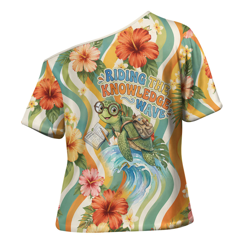 Hawaii Aloha Academy Back To School Cross Shoulder Shirt Sea Turtle Tropical Hibiscus Flowers Retro Psychedelic TS04 - Polynesian Pride