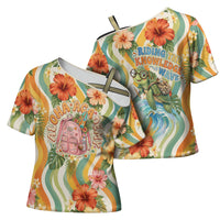 Hawaii Aloha Academy Back To School Cross Shoulder Shirt Sea Turtle Tropical Hibiscus Flowers Retro Psychedelic TS04 - Polynesian Pride