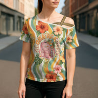 Hawaii Aloha Academy Back To School Cross Shoulder Shirt Sea Turtle Tropical Hibiscus Flowers Retro Psychedelic TS04 - Polynesian Pride