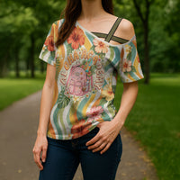 Hawaii Aloha Academy Back To School Cross Shoulder Shirt Sea Turtle Tropical Hibiscus Flowers Retro Psychedelic TS04 - Polynesian Pride