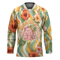 Hawaii Aloha Academy Back To School Hockey Jersey Sea Turtle Tropical Hibiscus Flowers Retro Psychedelic TS04 Unisex Orange Green - Polynesian Pride
