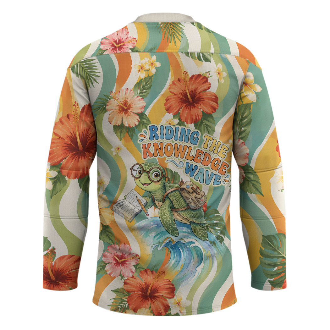 Hawaii Aloha Academy Back To School Hockey Jersey Sea Turtle Tropical Hibiscus Flowers Retro Psychedelic TS04 - Polynesian Pride