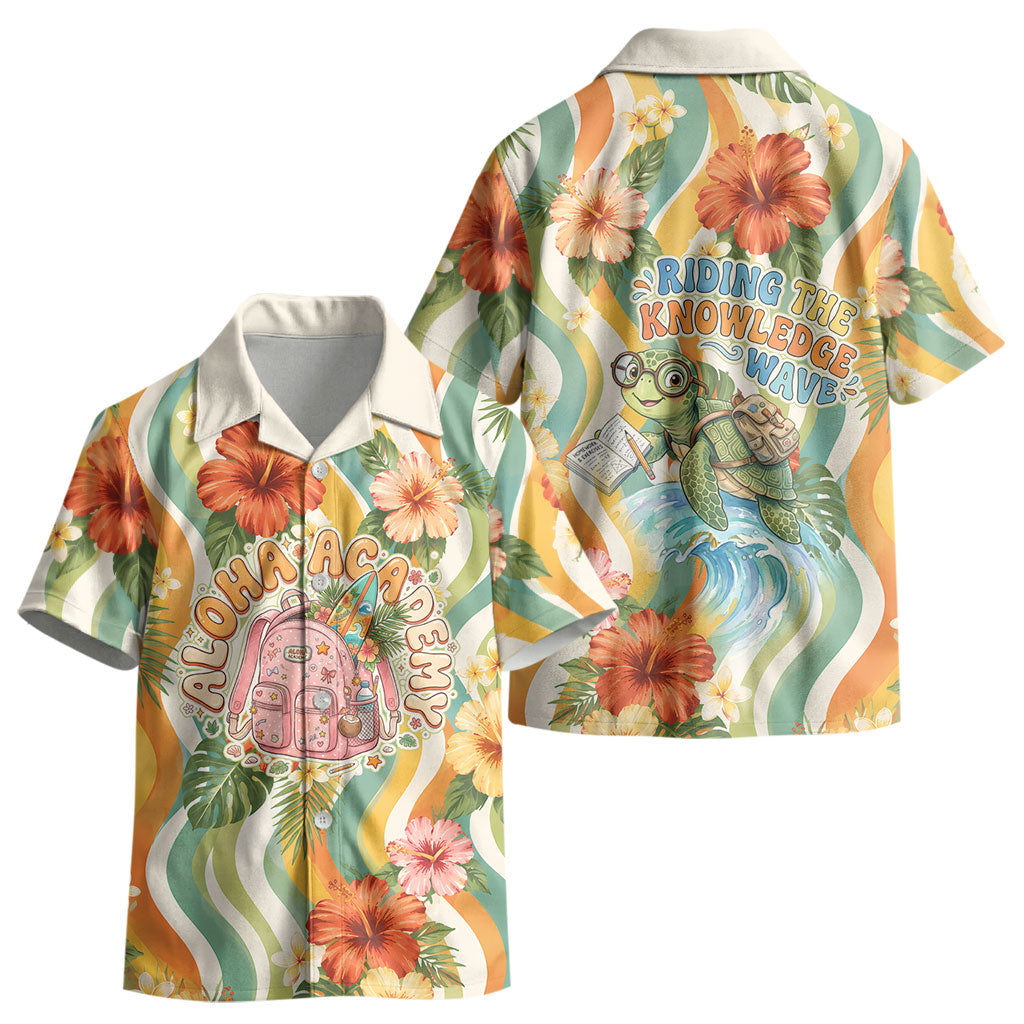 Hawaii Aloha Academy Back To School Kid Hawaiian Shirt Sea Turtle Tropical Hibiscus Flowers Retro Psychedelic TS04 - Polynesian Pride