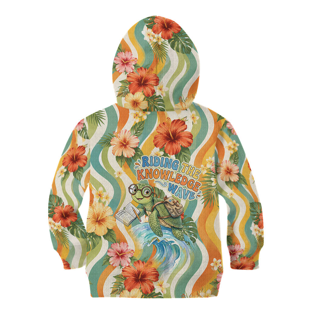 Hawaii Aloha Academy Back To School Kid Hoodie Sea Turtle Tropical Hibiscus Flowers Retro Psychedelic TS04 - Polynesian Pride