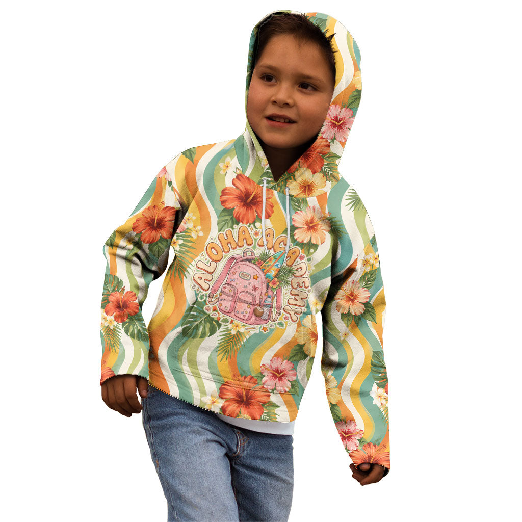 Hawaii Aloha Academy Back To School Kid Hoodie Sea Turtle Tropical Hibiscus Flowers Retro Psychedelic TS04 - Polynesian Pride