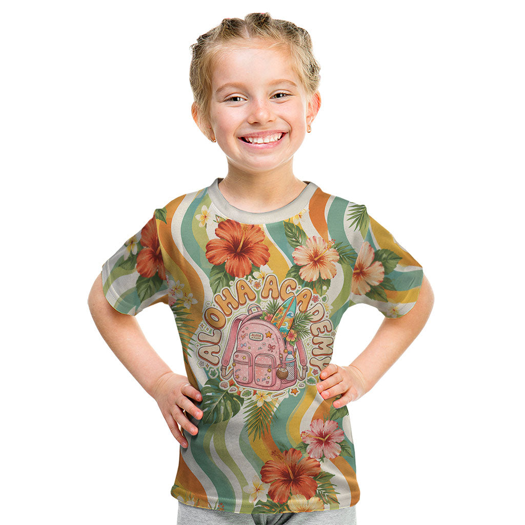 Hawaii Aloha Academy Back To School Kid T Shirt Sea Turtle Tropical Hibiscus Flowers Retro Psychedelic TS04 Orange Green - Polynesian Pride