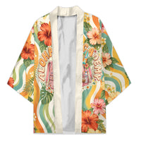 Hawaii Aloha Academy Back To School Kimono Sea Turtle Tropical Hibiscus Flowers Retro Psychedelic TS04 Unisex Orange Green - Polynesian Pride