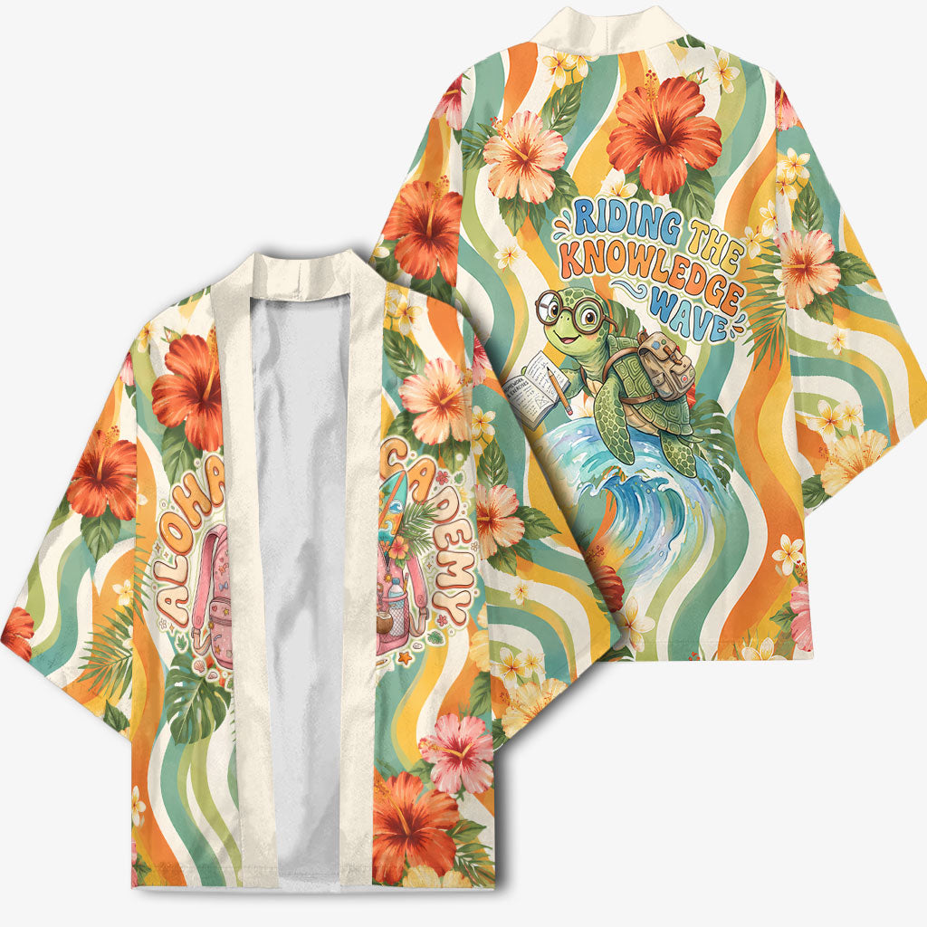 Hawaii Aloha Academy Back To School Kimono Sea Turtle Tropical Hibiscus Flowers Retro Psychedelic TS04 - Polynesian Pride