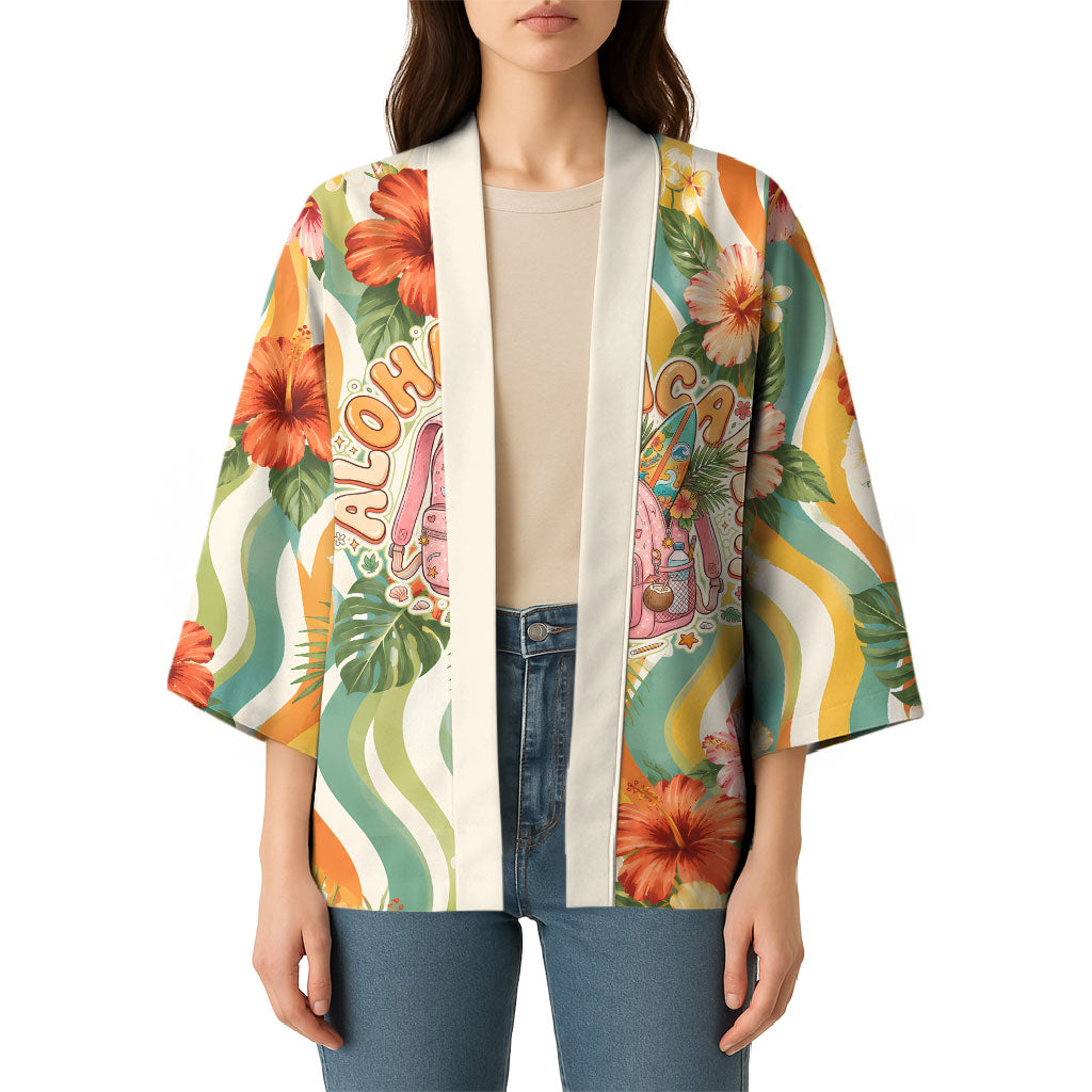 Hawaii Aloha Academy Back To School Kimono Sea Turtle Tropical Hibiscus Flowers Retro Psychedelic TS04 - Polynesian Pride